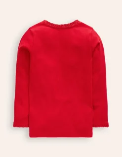 Ribbed Long Sleeve T-Shirt-Cherry Jam/Soft Ivory Stripe-Boden Discount