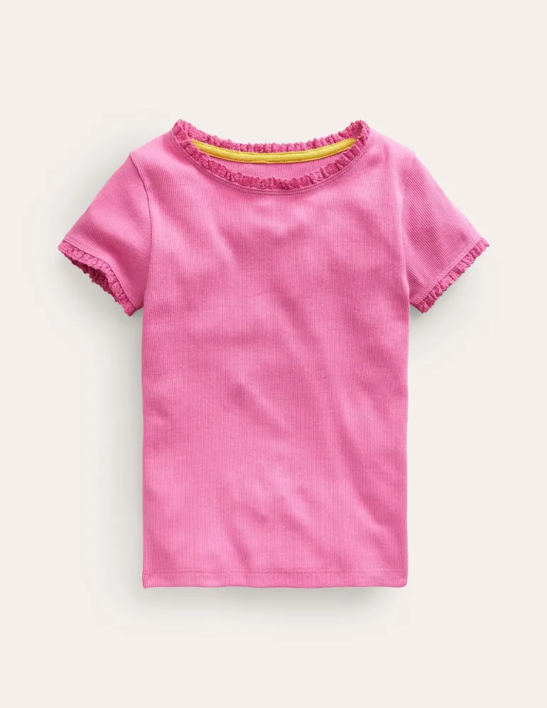 Ribbed Short Sleeve T-Shirt-Strawberry Ice-Boden Hot