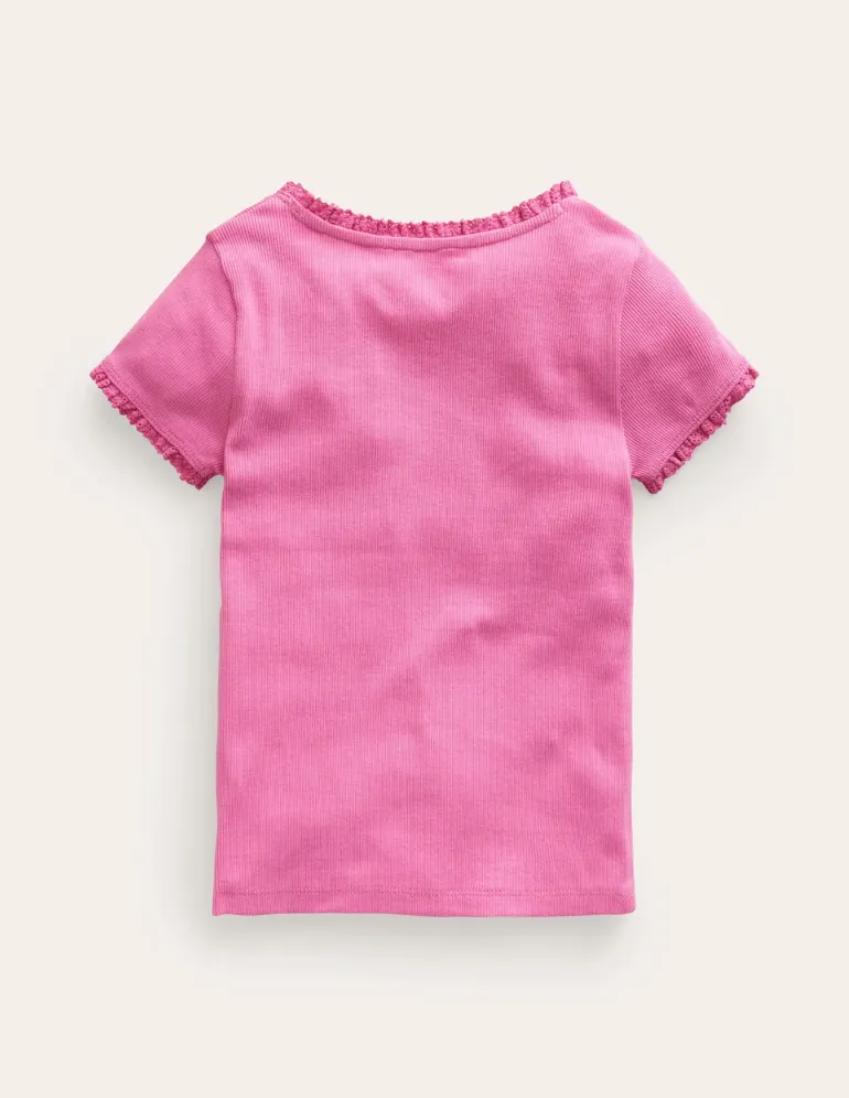 Ribbed Short Sleeve T-Shirt-Strawberry Ice-Boden Hot