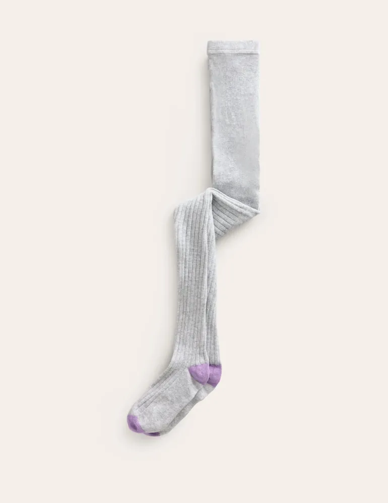 Ribbed Tights-Grey Marl-Boden Store