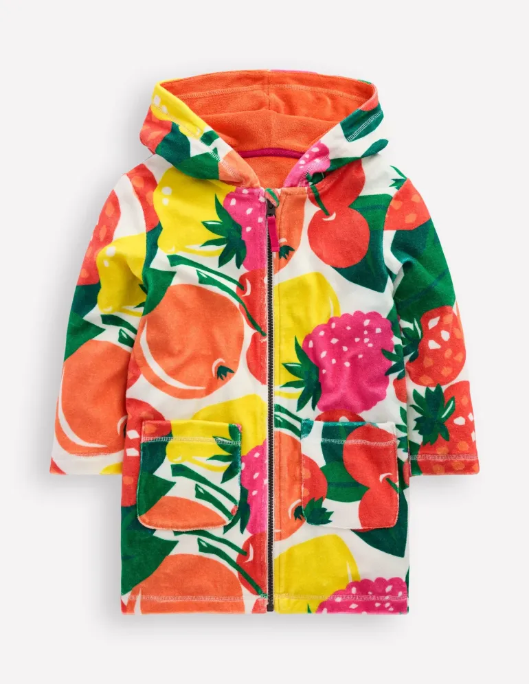 Romie Towelling Zip Throw-On-Multi Giant Fruit-Boden Clearance