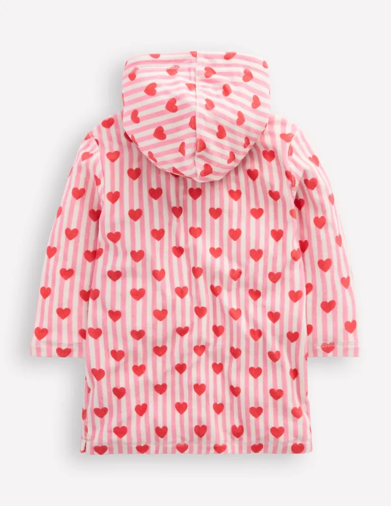 Romie Towelling Zip Throw-On-Bubblegum Pink Heart Stripe-Boden Store