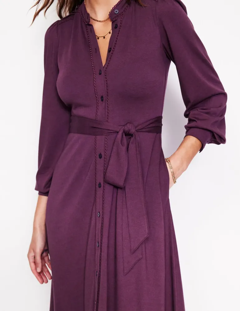 Rowena Trim Jersey Shirt Dress--Boden Clearance