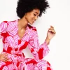 Ruby Collarless Shirt Dress-Rouge, Bow Scatter-Boden Outlet
