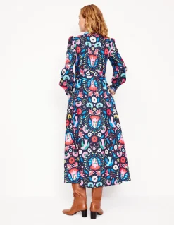 Ruby Collarless Shirt Dress-French Navy, Decorative Garden-Boden Clearance