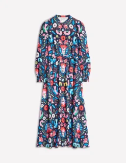 Ruby Collarless Shirt Dress-French Navy, Decorative Garden-Boden Clearance