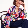 Ruffle Collar Blouse-Ivory, Botanical Paisley-Boden Online