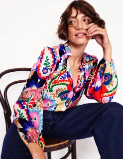 Ruffle Collar Blouse-Ivory, Botanical Paisley-Boden Online