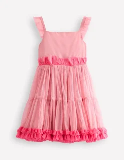 Ruffle Hem Tulle Dress-Vintage Pink-Boden Clearance