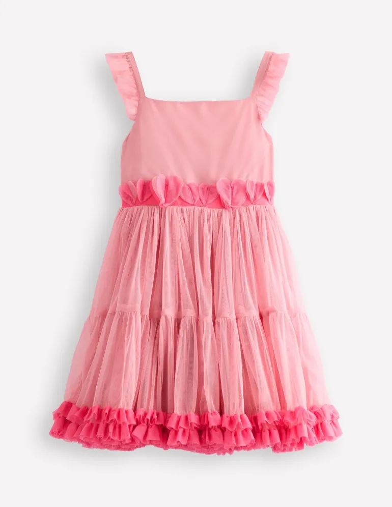Ruffle Hem Tulle Dress-Vintage Pink-Boden Clearance