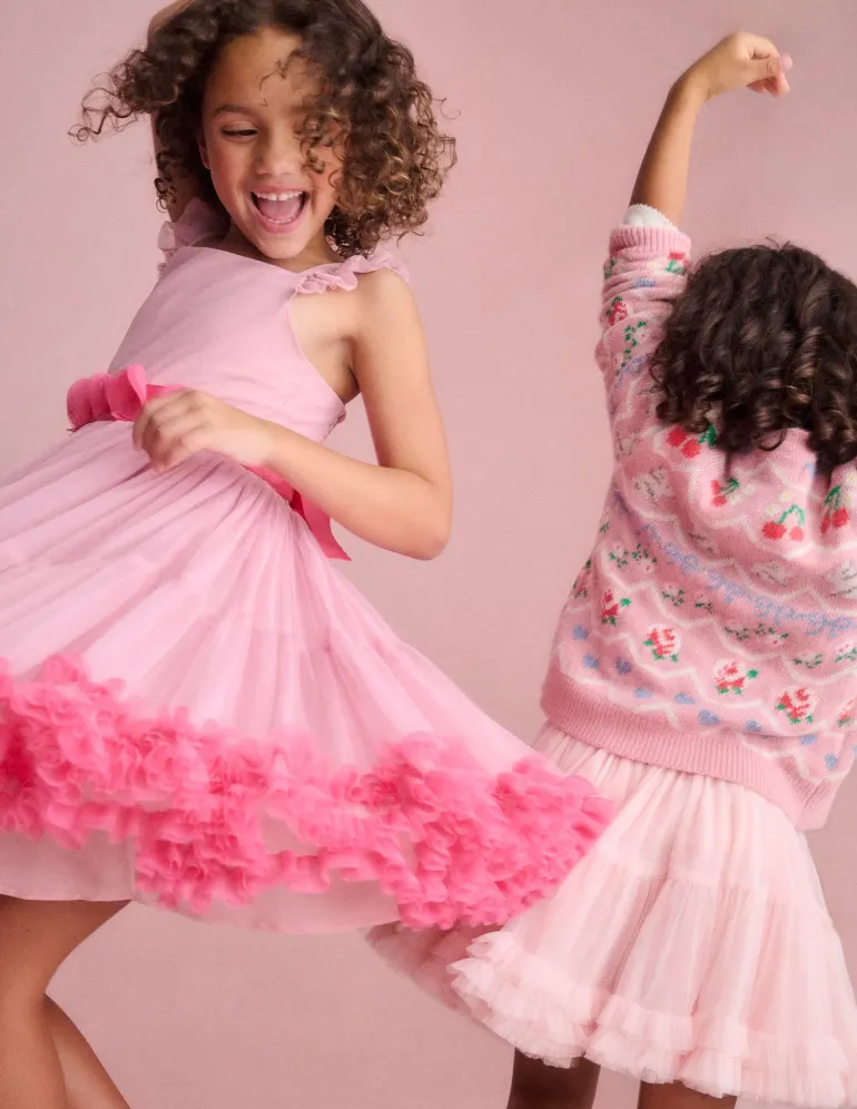 Ruffle Hem Tulle Dress-Vintage Pink-Boden Clearance