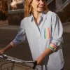 Sadie Relaxed Cotton Shirt-Rainbow Stripe Placement-Boden Sale
