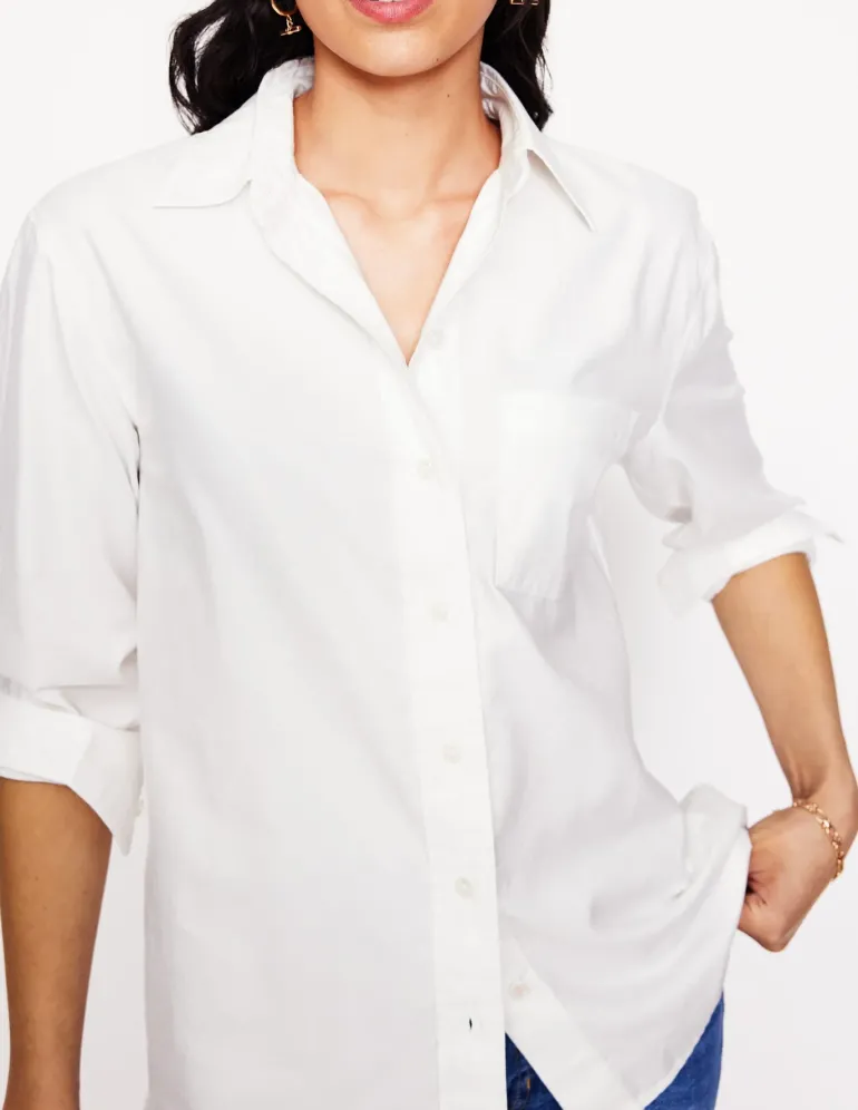 Sadie Relaxed Cotton Shirt-White Oxford-Boden Online