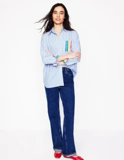 Sadie Relaxed Cotton Shirt-Rainbow Stripe Placement-Boden Sale