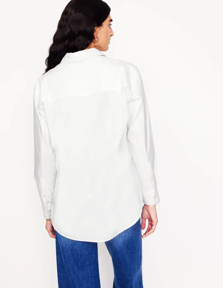 Sadie Relaxed Cotton Shirt-White Oxford-Boden Online