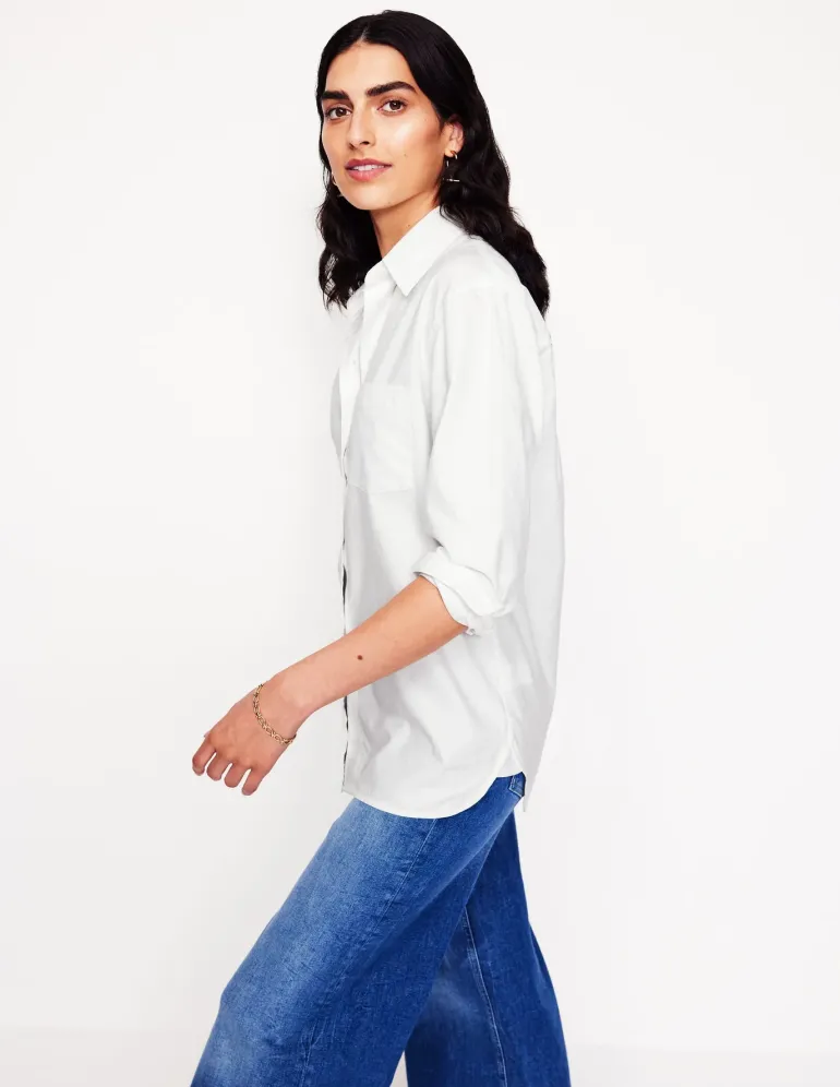 Sadie Relaxed Cotton Shirt-White Oxford-Boden Online