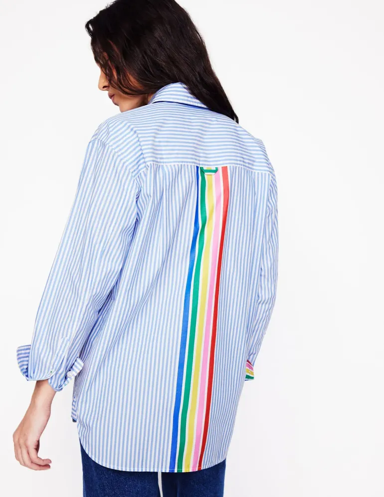 Sadie Relaxed Cotton Shirt-Rainbow Stripe Placement-Boden Sale