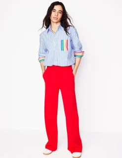 Sadie Relaxed Cotton Shirt-Rainbow Stripe Placement-Boden Sale