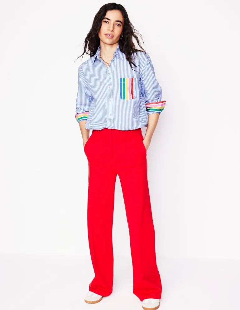 Sadie Relaxed Cotton Shirt-Rainbow Stripe Placement-Boden Sale