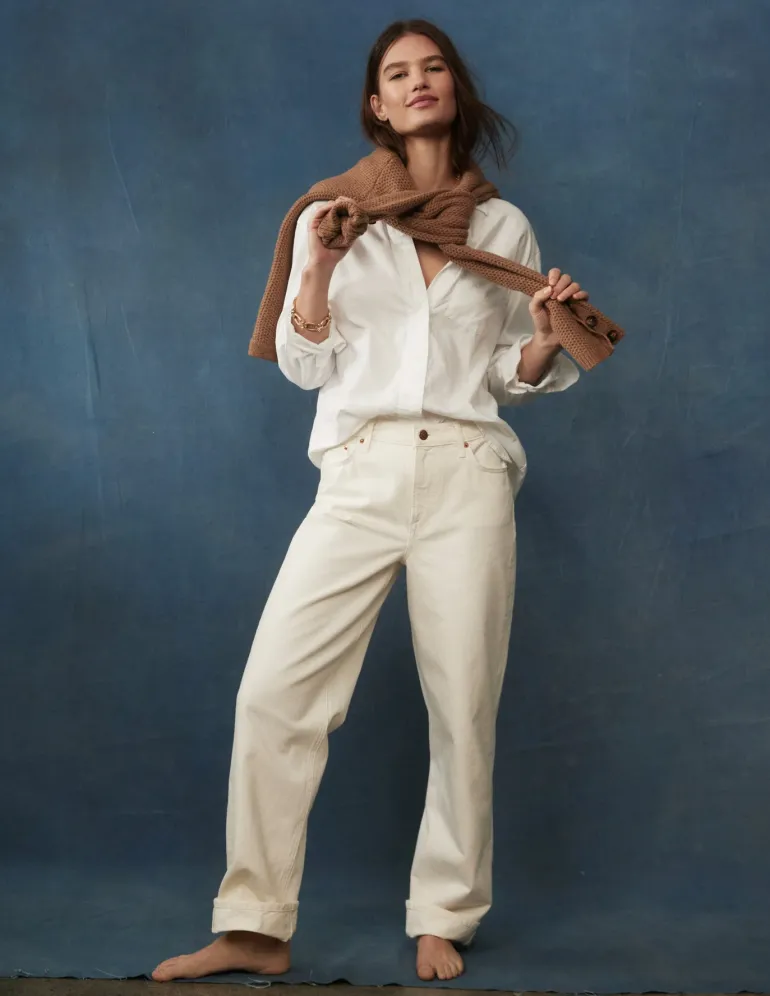 Sadie Relaxed Cotton Shirt-White Oxford-Boden Online