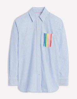 Sadie Relaxed Cotton Shirt-Rainbow Stripe Placement-Boden Sale