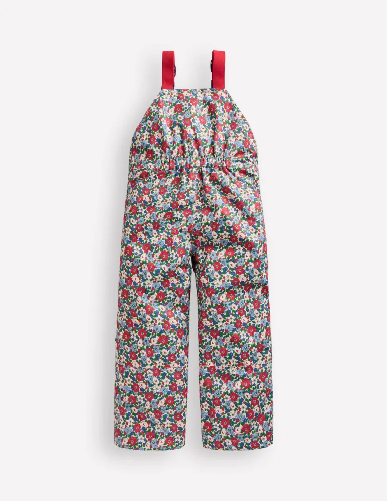 Salopette Waterproof Trousers-Glacier Blue Winter Floral-Boden Flash Sale