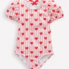 Sandy Puff Sleeve Swimsuit-Bubblegum Pink Heart Stripe-Boden Discount