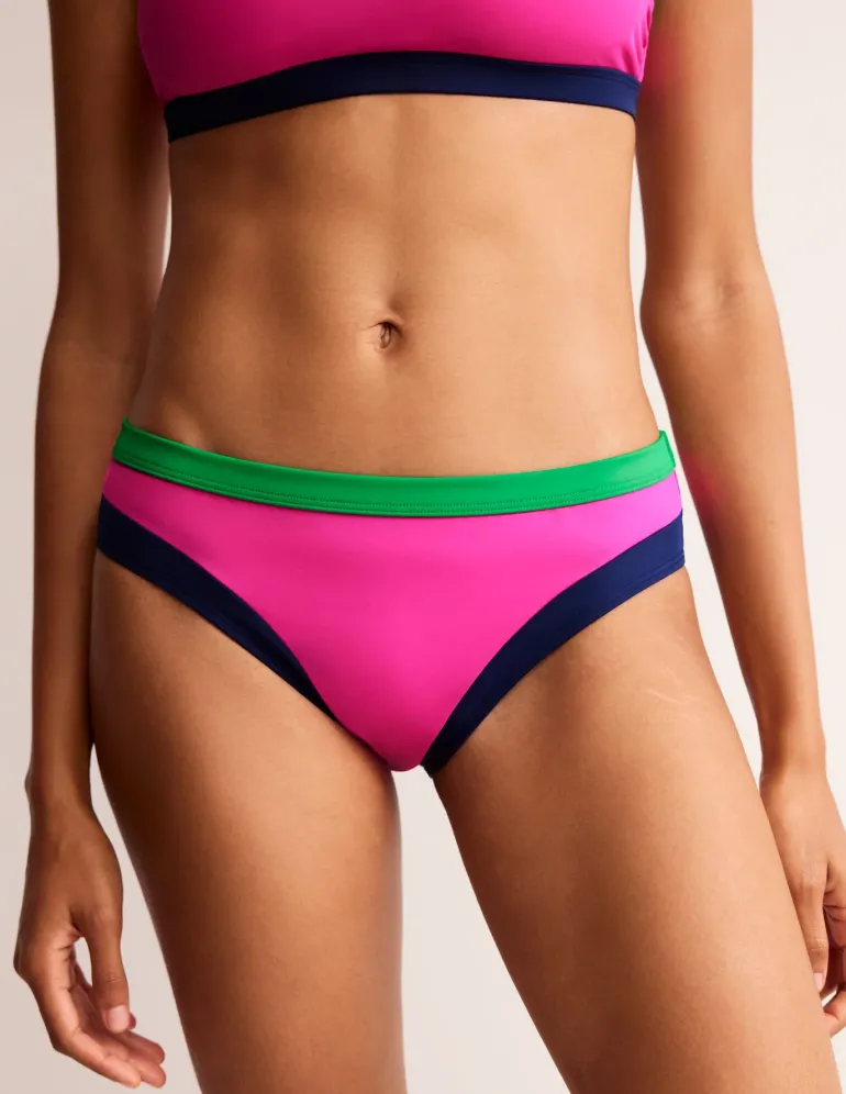 Santorini Bikini Bottoms-Super Pink Colourblock-Boden Best