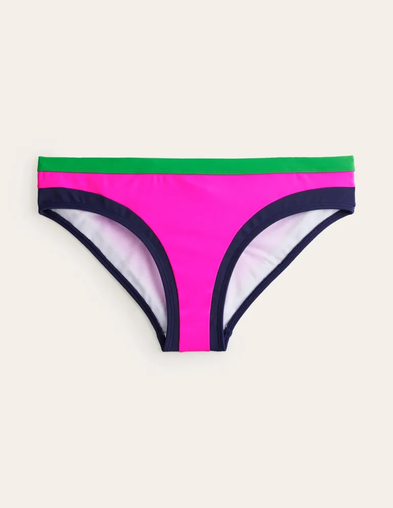 Santorini Bikini Bottoms-Super Pink Colourblock-Boden Best