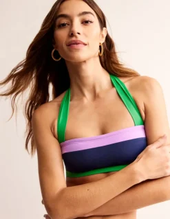 Santorini Bikini Top-Navy/ Green Colourblock-Boden Cheap