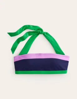 Santorini Bikini Top-Navy/ Green Colourblock-Boden Cheap