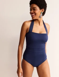 Santorini Halterneck Swimsuit-French Navy-Boden Online