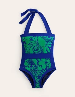 Santorini Halterneck Swimsuit-Surf The Web, Ripple Swirl-Boden Sale