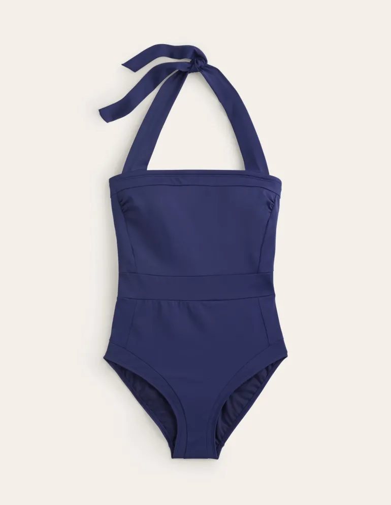 Santorini Halterneck Swimsuit-French Navy-Boden Online