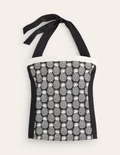 Santorini Tankini Top-Black, Pineapple Geo-Boden Clearance