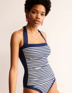 Santorini Tankini Top-French Navy, Ivory Stripe-Boden Online