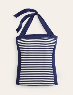 Santorini Tankini Top-French Navy, Ivory Stripe-Boden Online