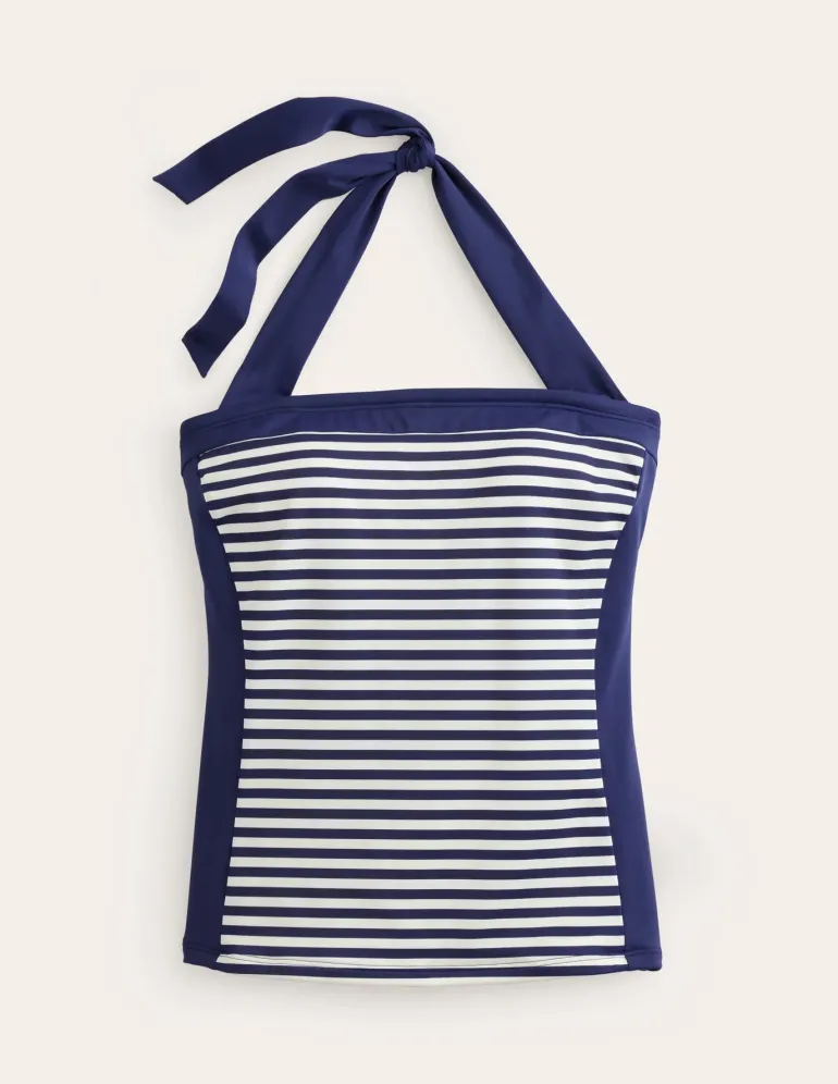 Santorini Tankini Top-French Navy, Ivory Stripe-Boden Online