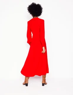 Scalloped Collar Tea Dress-Poppy Red-Boden Fashion