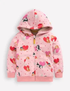 Shaggy-lined Hoodie-Chalk Pink Valentines Pets-Boden Clearance