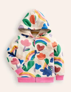 Shaggy-lined Hoodie-Oatmeal Marl Rainbow Collage-Boden Sale