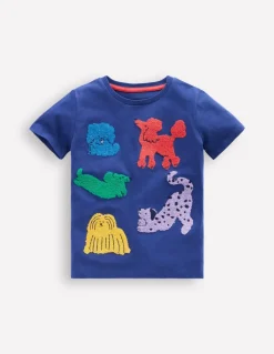 Short Sleeve Bouclé T-shirt-Starboard Blue Dogs-Boden Clearance