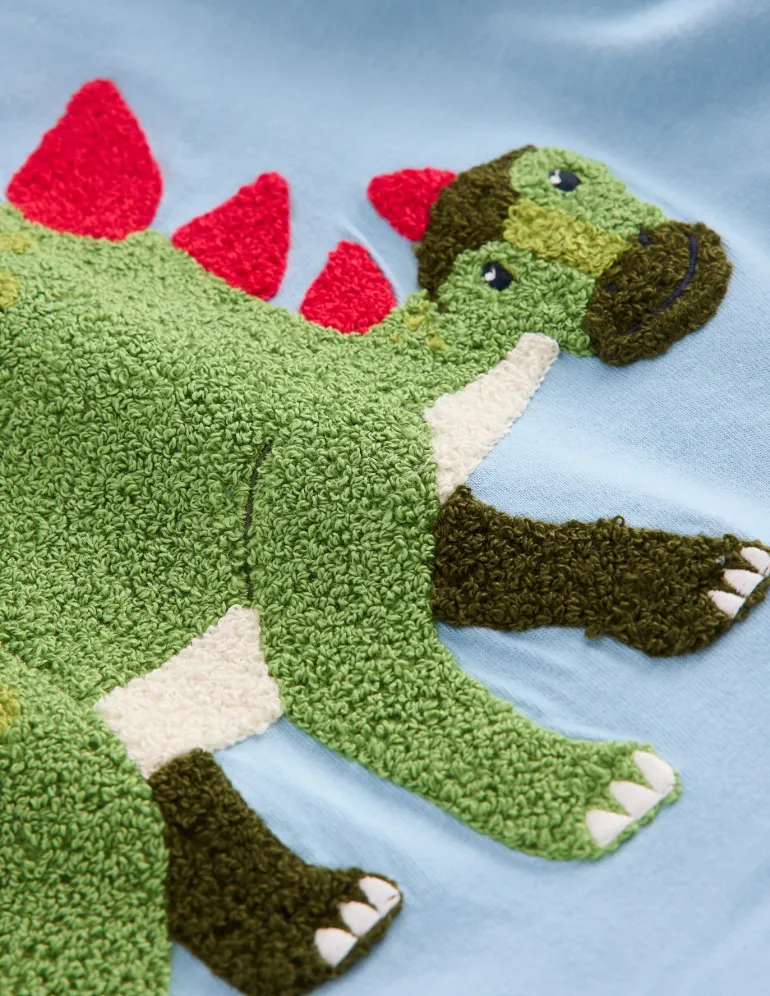 Short Sleeve Bouclé T-shirt-Glacier Blue Dino-Boden Cheap