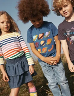 Short Sleeve Bouclé T-shirt-Kingfisher Blue Space-Boden New