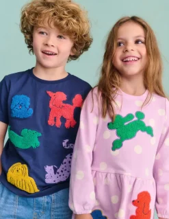 Short Sleeve Bouclé T-shirt-Starboard Blue Dogs-Boden Clearance