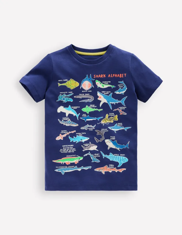 Short Sleeve GITD T-shirt-Starboard Blue Sharks-Boden Best Sale