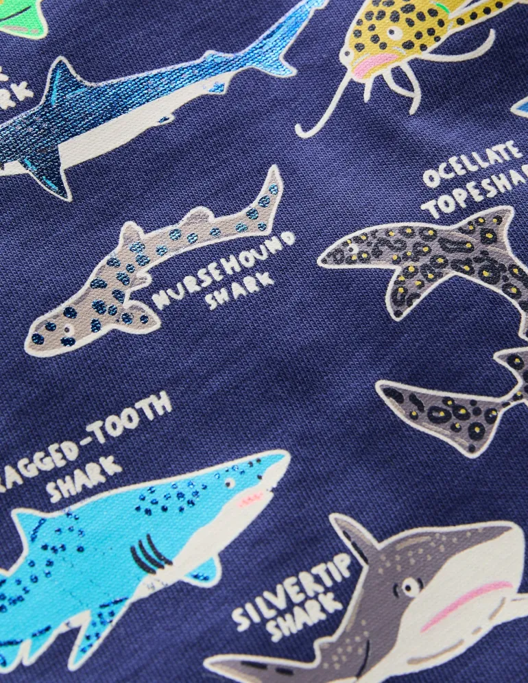 Short Sleeve GITD T-shirt-Starboard Blue Sharks-Boden Best Sale
