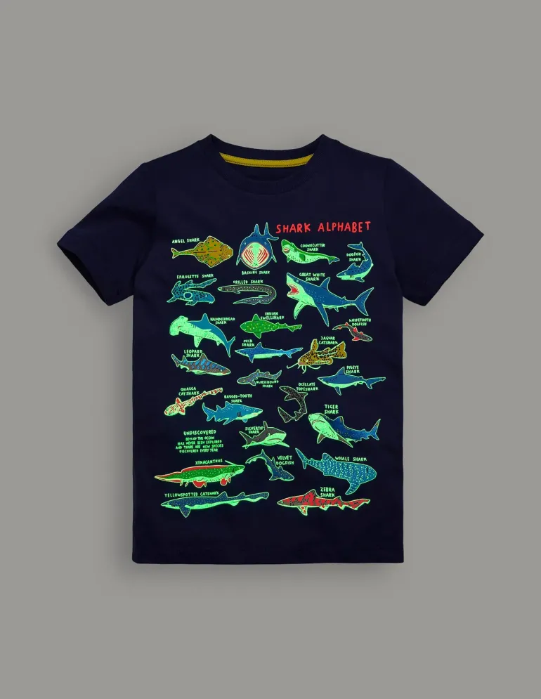 Short Sleeve GITD T-shirt-Starboard Blue Sharks-Boden Best Sale