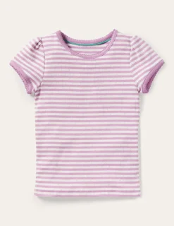 Short Sleeve Pointelle Top-Lilac Purple/Soft Ivory-Boden Shop