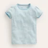 Short Sleeve Pointelle Top-Light Celeste Blue/Soft Ivory-Boden Best Sale